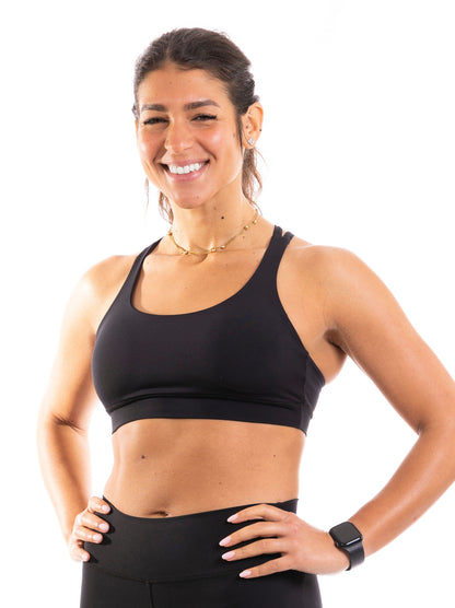 CROSS STRAPPY BRA - MIDNIGHT BLACK