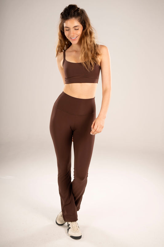 FLARED LEGGINGS - COCOA BROWN