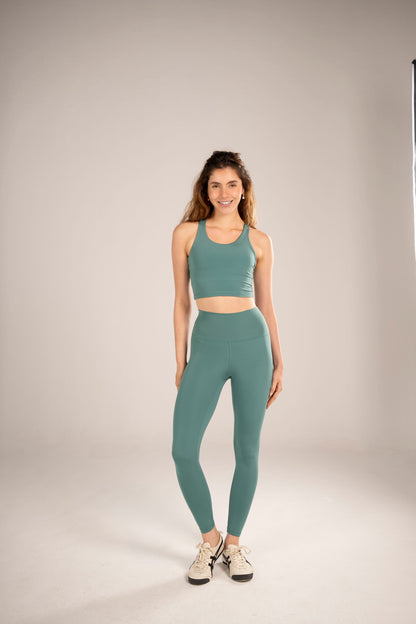 CROSS STRAPPY LONG BRA - SAGE