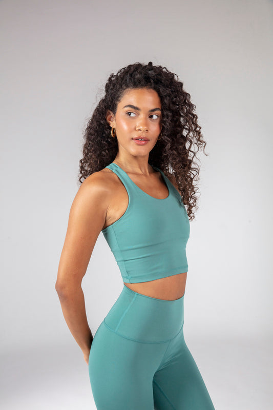 CROSS STRAPPY LONG BRA - SAGE