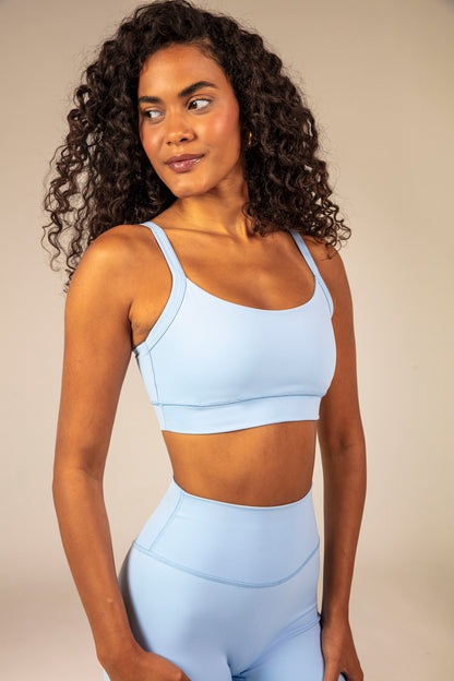STRAPPY SPORTS BRA - SKY BLUE